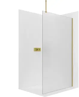 Sprchovacie kúty CERANO - Sprchová zástěna Walk-in Onyx Top Round L/P - 8 mm - kulatá vzpěra - zlatá, mléčné sklo - 60x200  CER-8050BD1541