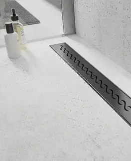 Sprchovacie kúty MEXEN/S - Flat 360° M18 podlahový žľab otočný 90, čierny 1723090-40