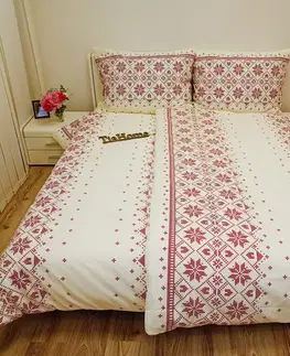 Obliečky Obliečky bavlnené Etnico bordové TiaHome - 1x Vankúš 90x70cm, 1x Paplón 140x200cm