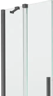 Sprchové dvere MEXEN/S - Velar Dvojkrídlová posuvná vaňová zástena 75 x 150, transparent, šedá kartáčovaná 896-075-000-01-66