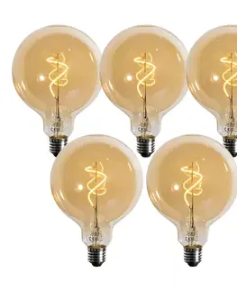 LED osvetlenie Sada 5 stmievateľných LED žiaroviek so špirálovým vláknom, zlatá G125 4W 270 lm 2200K
