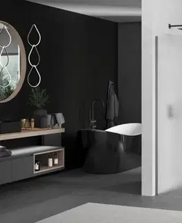 Sprchové dvere MEXEN/S - Kyoto Sprchová zástena WALK-IN 100 x 200, dekor 8 mm, grafit kartáčovaná 800-100-101-66-30