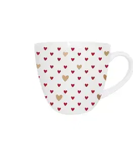 Hrnčeky, šálky, podšálky DUO - Hrnček 460ml HEARTS 3, malé srdcia, porcelán