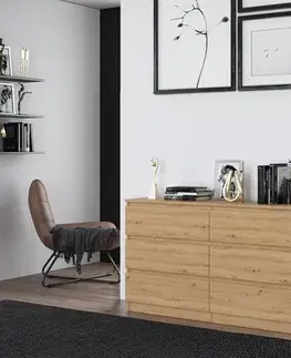 Komody a skrinky Široká komoda so zásuvkami WALMA M6 140, dub artisan