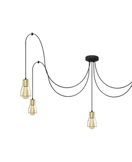 Svietidlá  Luster na lanku TUBE LONG 5xE27/15W/230V čierna/zlatá W-KMD 1924/5K BK+GO MAT