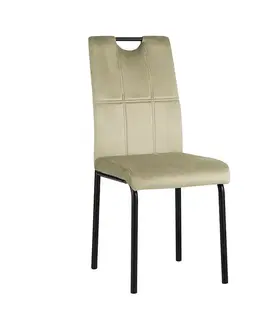 Jedálenské stoličky KONDELA Jonka jedálenská stolička béžová (Velvet) / čierna