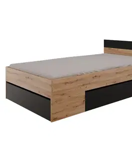 Postele Multifunkčná posteľ 120x200 COMBI dub Artisan/čierna