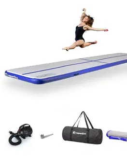 Žinenky Airtrack inSPORTline Airstunt 500x100x10 cm bielo-modrý s elektrickou pumpou