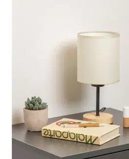 Lampy BRILAGI - Stolná lampa NUBILA WOOD 1xE27/25W/230V dub/čierna/krémová BRI133