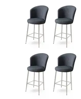 Barové stoličky Bar Stool Set (4 Pieces) Alte - Anthracite, Chrome