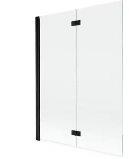 Sprchové dvere MEXEN - MIST vaňová zástena 130x150 cm 6mm 2-s, čierna, číra, ľavá 8A9-130-002-70-00-L