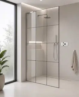 Sprchové dvere CERANO - Sprchová zástena Walk-in Onyx L-ľavá vzpera - 8 mm - chróm, industriálne sklo - 120x200 CER-8050BD1331