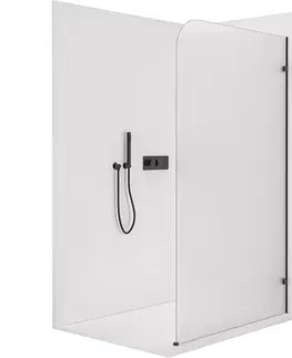 Sprchové dvere CERANO - Sprchová zástena Walk-in Orbis - Pravá - 8 mm - čierna matná, mliečne sklo - 100x200 CER-999919