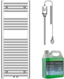Doplnky do kúpeľne CERANO - Kúpeľňový elektrický radiátorový set Benito - 300W - chróm - 1200x450 mm CER-297174