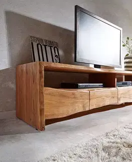 Televízne stolíky DELIFE TV stolík Live-Edge 190 cm akácia prírodná 4 zásuvky 2 priehradky