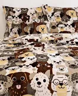 Obliečky MKLozkoviny.sk Obliečky mikroplyš Exclusive - Psia invázia - 140 × 200 cm - 70 x 90 cm