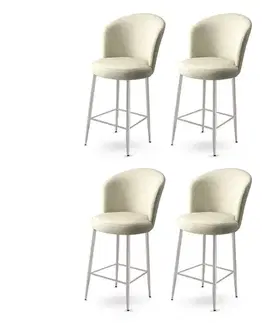 Barové stoličky Bar Stool Set (4 Pieces) Alte - Cream, Chrome