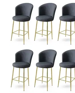 Barové stoličky Bar Stool Set (6 Pieces) Alte - Anthracite, Gold