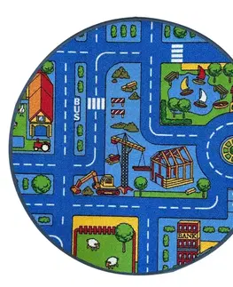 Koberce pre deti Koberec Kids City 0,8/0,8 okrúhly modrý
