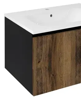 Kúpeľňový nábytok SAPHO - LOREA umývadlová skrinka 70x44x51,2cm, 1x zásuvka, dub collingwood/čierna mat LE070-1935