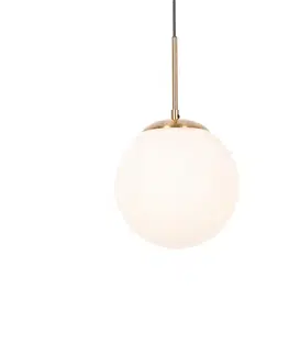 Závesné svietidlá Závesná lampa Art Deco zlatá s opálovým sklom - Flore