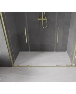 Sprchovacie kúty MEXEN/S - Velar L Duo posuvné sprchové dvere 200, transparent, zlatá kartáčovaná 871-200-003-02-55