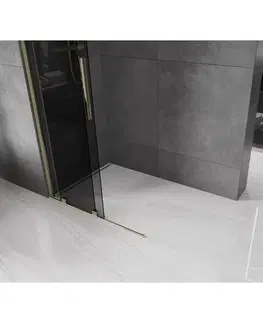 Sprchové dvere MEXEN/S - Velar Sprchová zástena posuvná Walk-in 110 x 200, grafit 8 mm, zlato 871-110-000-43-50