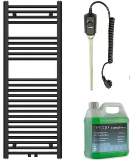 Doplnky do kúpeľne CERANO - Kúpeľňový elektrický radiátorový set Benito - 300W - čierna matná - 1200x450 mm CER-758434