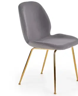 Čalúnené stoličky Stolička K381 Velvet/Chrome Šedá/Zlatý