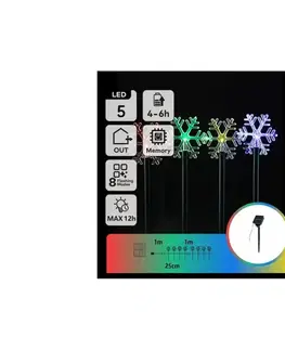 LED osvetlenie  B.V.  - LED RGBY Solárne vianočné svietidlo LED/1,2 V/8 funkcií 1 m IP65 800 mAh vločky B10201Q8F