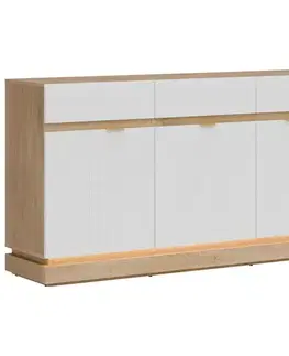 Komody do spálne Komoda Milton ML03 dub crem torro biela