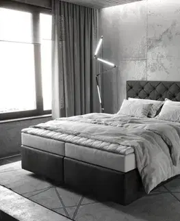 Postele Boxspring DELIFE Boxspring posteľ Dream-Great 160x200 cm mikrovlákno antracitová vintage s matracom a topperom