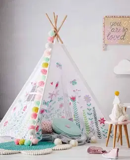 Doplnky do detskej izby Detské TÝPI biela/ kvety