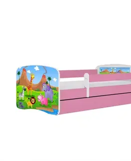 Postele pre dievčatá Detská Posteľ. Babydreams+Sz+M Ružová 80x180 Safari