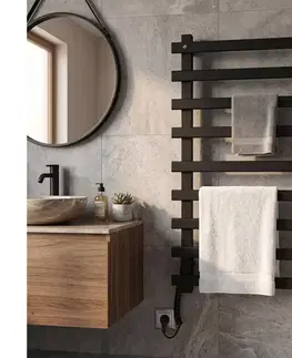 Svietidlá Sapho - Elektrický sušiak na uteráky ELCOR 128W 92x48 cm matná čierna EB460