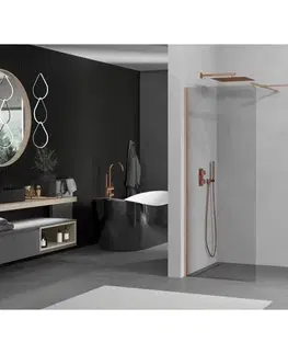 Sprchové dvere MEXEN/S - Kyoto Sprchová zástena WALK-IN 105 x 100, transparent, meď kartáčovaná 800-105-202-65-00-100