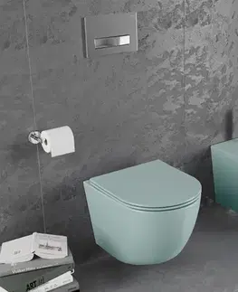 Záchody MEXEN - Lena Závesná WC misa Rimless vrátane sedátka s slow, Duroplast, svetlo zelená mat 30224048