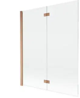Sprchové dvere MEXEN - MIST vaňová zástena 140x150 cm 6mm 2-s, meď kartáčovaná, číra, ľavá 8A9-140-002-65-00-L