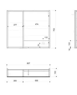 Kúpeľňový nábytok SAPHO - LINEX galérka s LED osvetlením, 80x70x15cm, biela LX080-0030