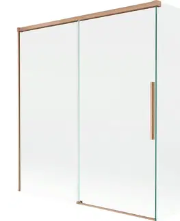 Sprchové dvere MEXEN/S - Rox vaňová zástena 2-krídlová posuvná 150 + 70 x 150, transparent, měď kartáčovaná 8C9-150-070-65-00