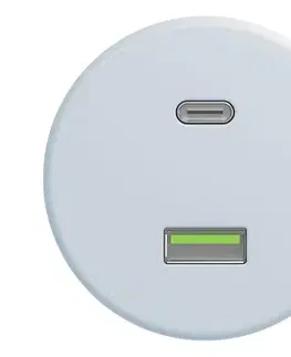 Predlžovacie káble lap - Retro USB zásuvka A+C bez rámika modrá M/USB