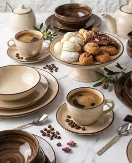 Taniere Banquet Súprava 6 hlbokých tanierov Palas 18 cm, hnedá