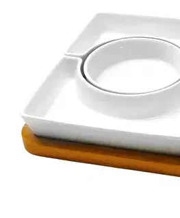 Podnosy a tácky MAKRO - Servírovací podnos a keramické misky 31x21cm