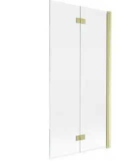 Sprchové dvere MEXEN - MIST vaňová zástena 90x150 cm 6mm 2-s, zlatá kartáčovaná, číra, pravá 8A9-090-002-55-00-P