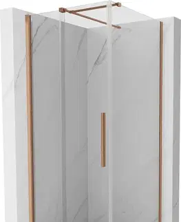Sprchovacie kúty MEXEN/S - Velár sprchovací kút 90 x 90, transparent, kartáčovaná meď 871-090-090-01-65