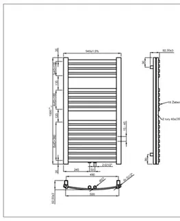 Radiátory do kúpeľne Invena UG-02-100-A 540 mm x 1000 mm grafitová