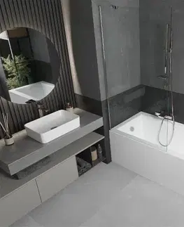 Sprchové dvere MEXEN/S - Cubik obdĺžniková vaňa 150 x 70 cm s panelom + vaňová zástena 90, transparent, chróm 550315070X9509000001