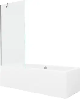 Sprchové dvere MEXEN/S - Cube obdĺžniková vaňa 180 x 80 cm s panelom + vaňová zástena 80, transparent, chróm 550518080X9508000001