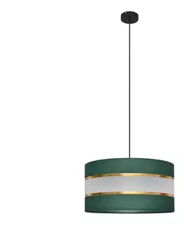 Svietidlá  Luster na lanku HELEN 1xE27/15W/230V pr. 40 cm zelená/zlatá W-KM 0804/1 BK-B +GN+GO+MAT