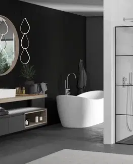 Sprchové dvere MEXEN/S - KIOTO Sprchová zástena WALK-IN 100x200 cm 8 mm, chróm, čierny vzor 1 800-100-101-01-77